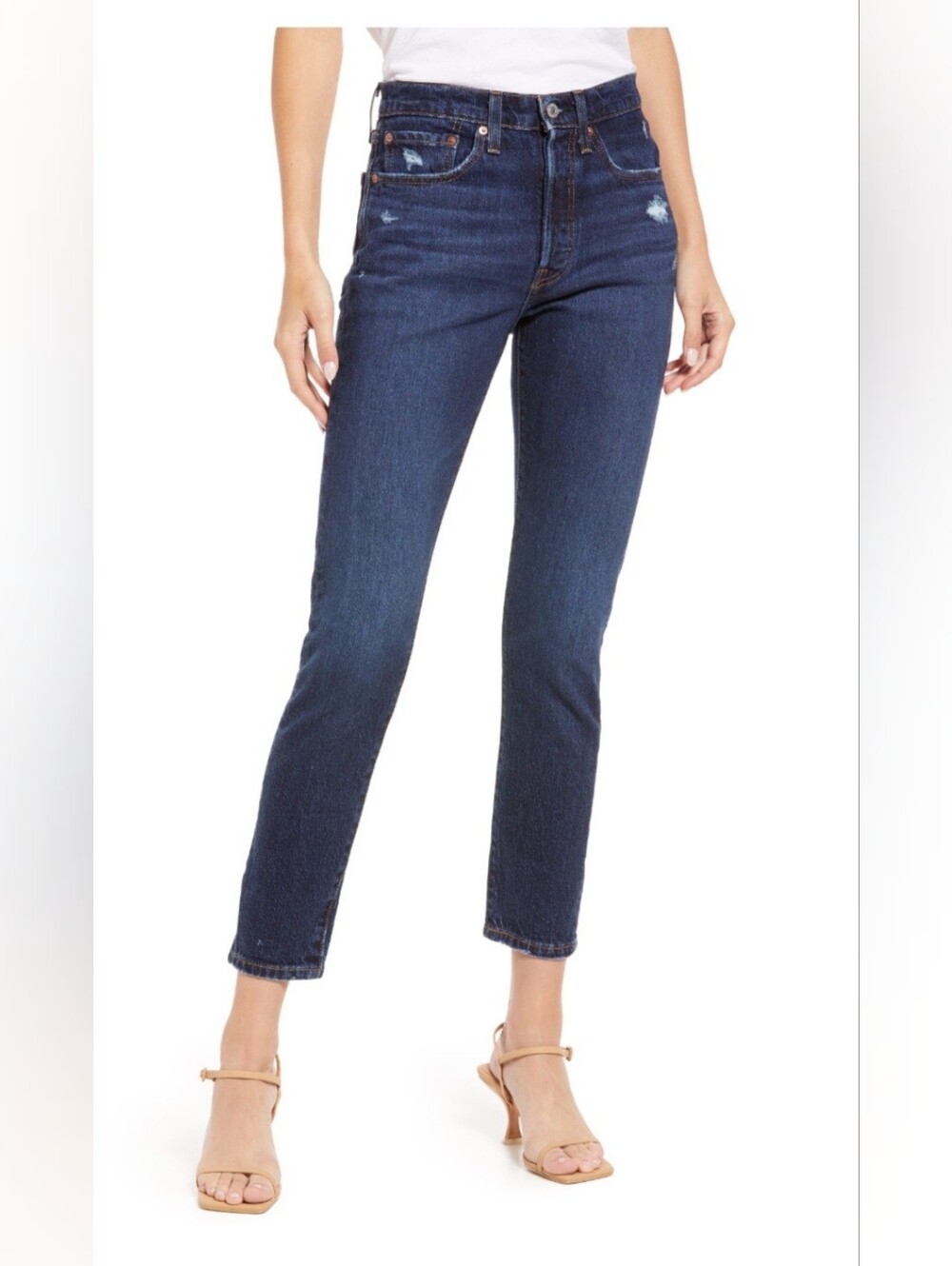 NWT Levi's 501 Skinny Size 28 Dark Blue High-Rise Cropped Straight Jeans